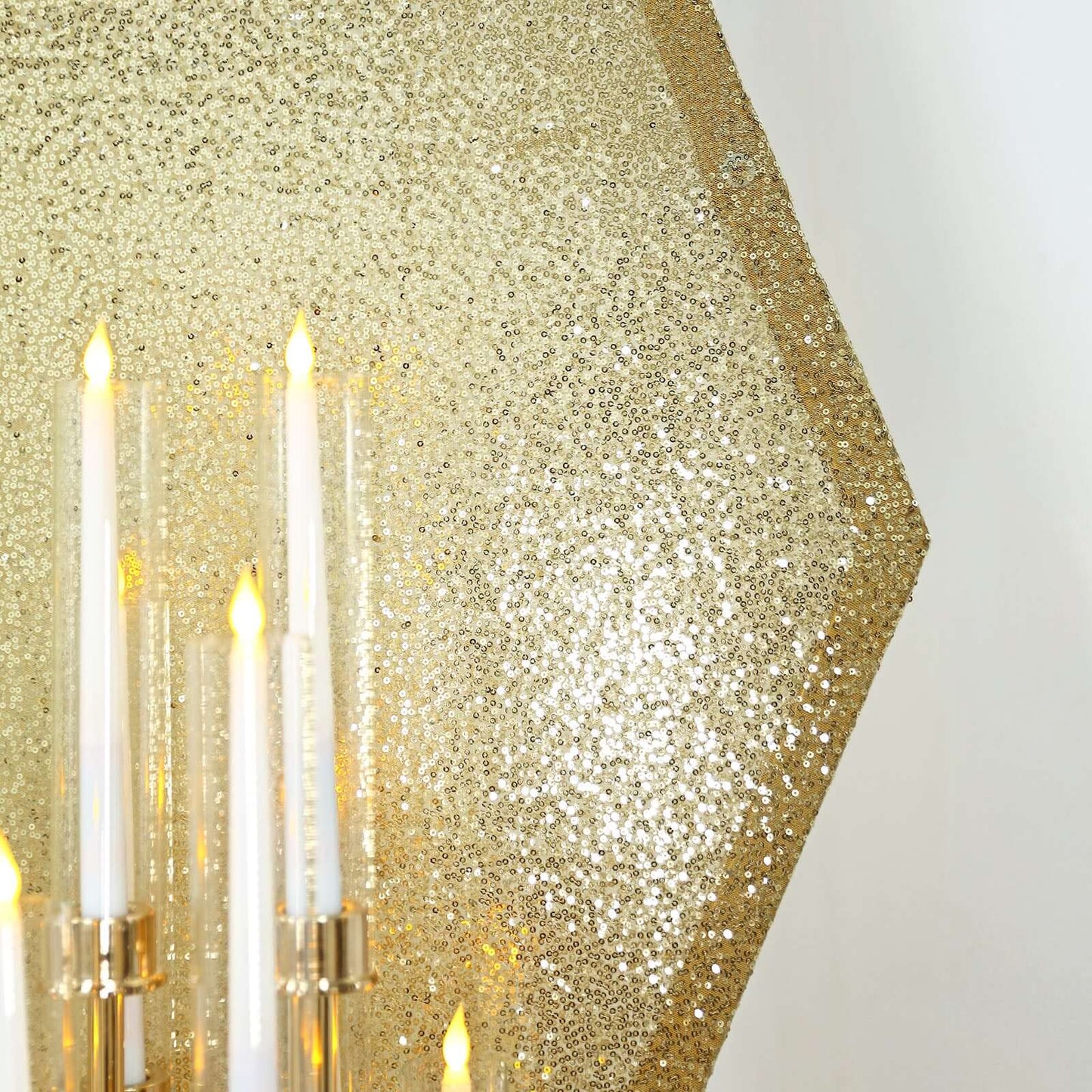 8ftx7ft Champagne Shiny Sequin Hexagon Backdrop Stand Cover, Shiny Sparkle 2-Sided Custom Fit Wedding Arch Cover