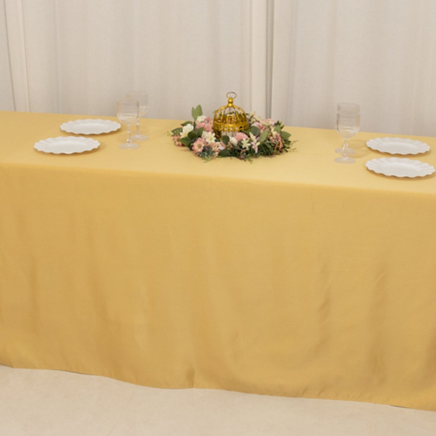 Lamour Satin 90"x156" Rectangle Tablecloth Champagne - Luxurious, Soft Seamless Table Cover
