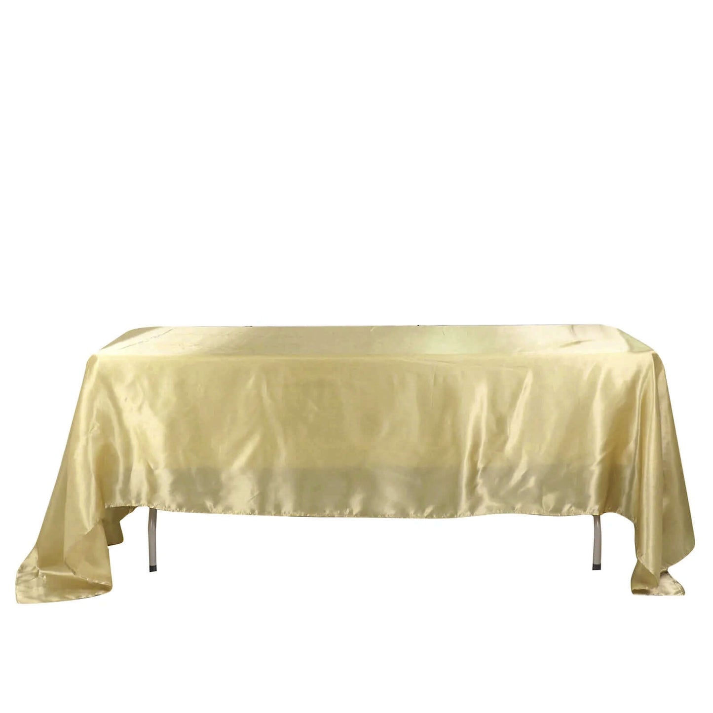 Satin Rectangular 60"x126" Tablecloth Champagne - Smooth and Lustrous Table Cover