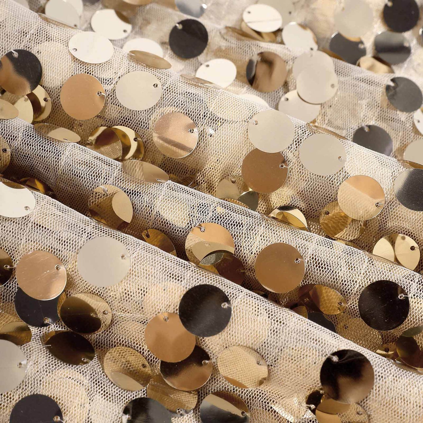 Sequin 72"x72" Table Overlay Square Tablecloth Champagne - Big Payette Table Cover