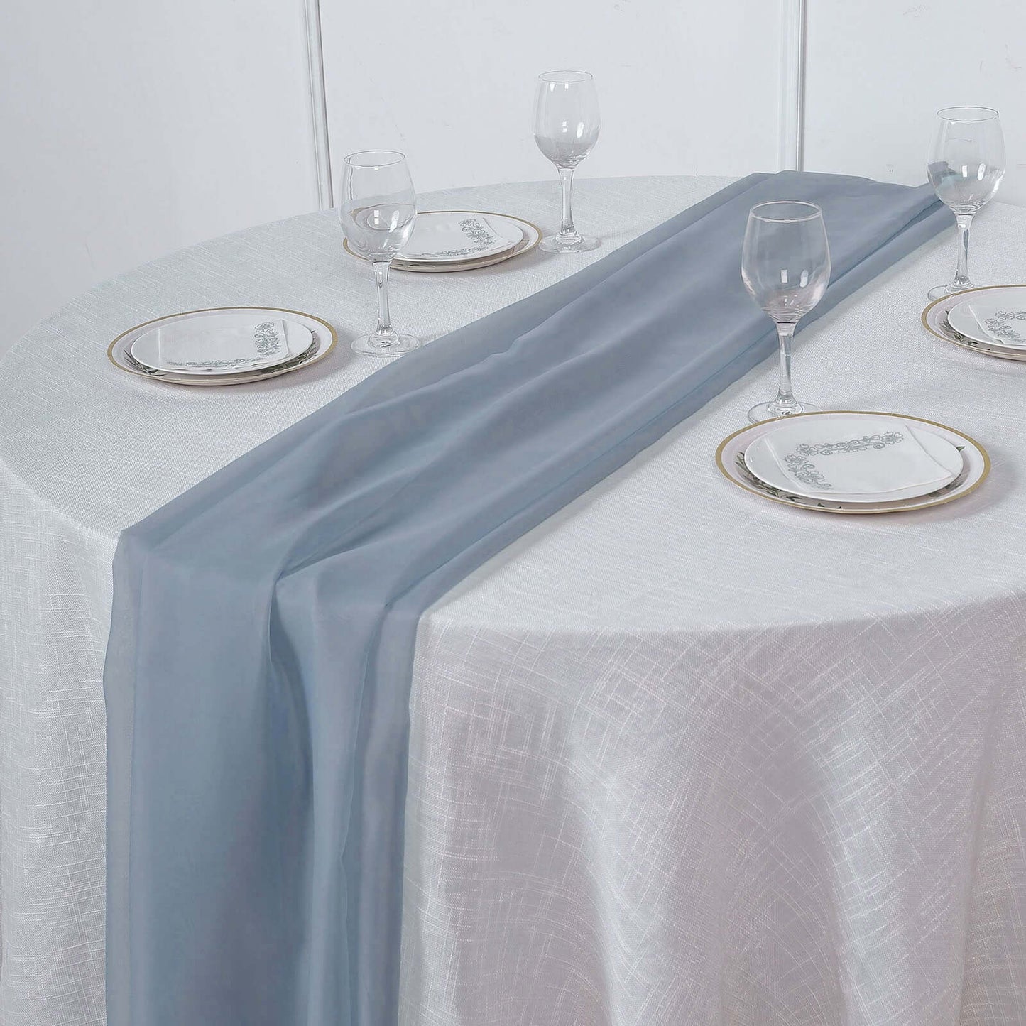 Chiffon 6ft Table Runner Dusty Blue - Flowy & Lightweight Table Decor