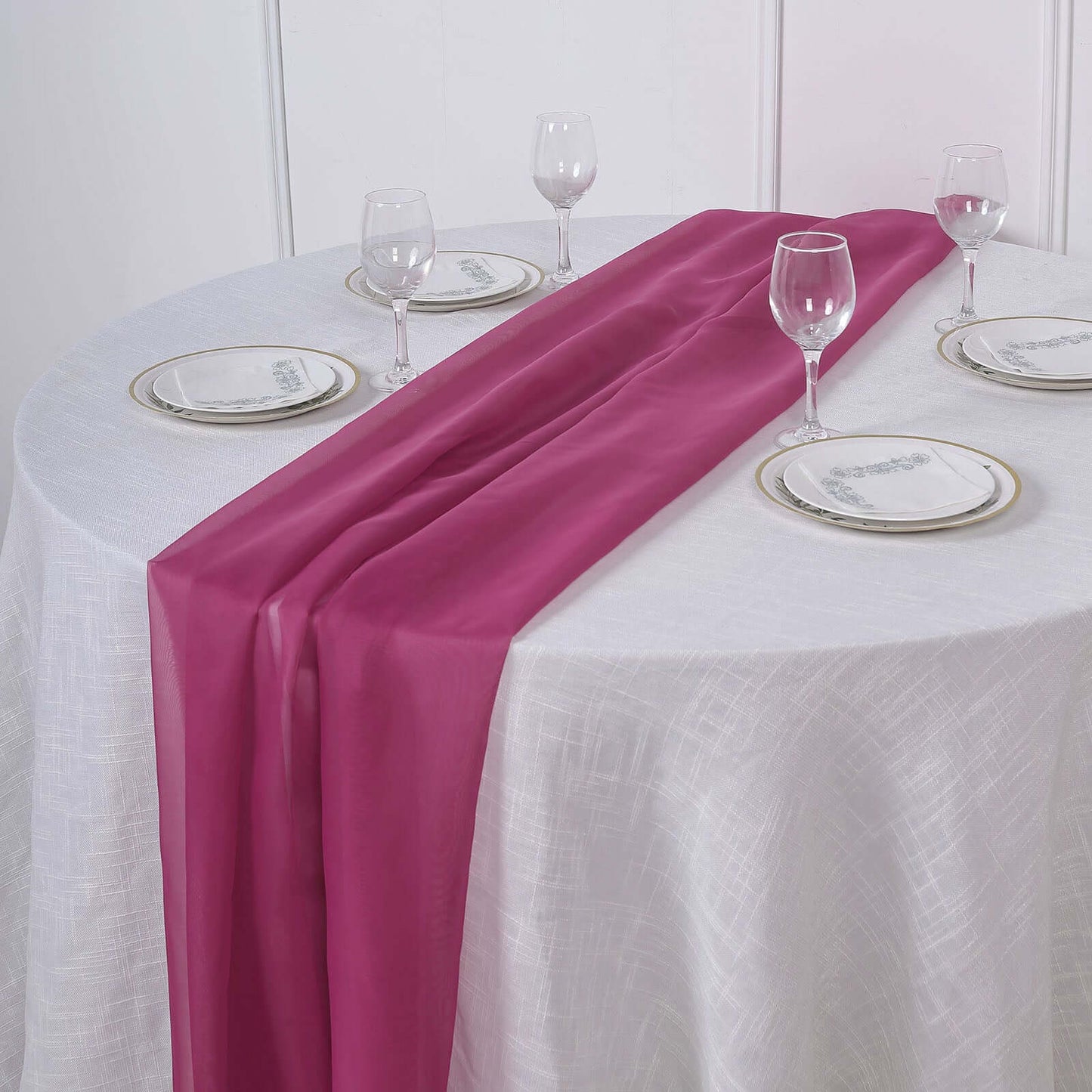Chiffon 6ft Table Runner Fuchsia - Flowy & Lightweight Table Decor