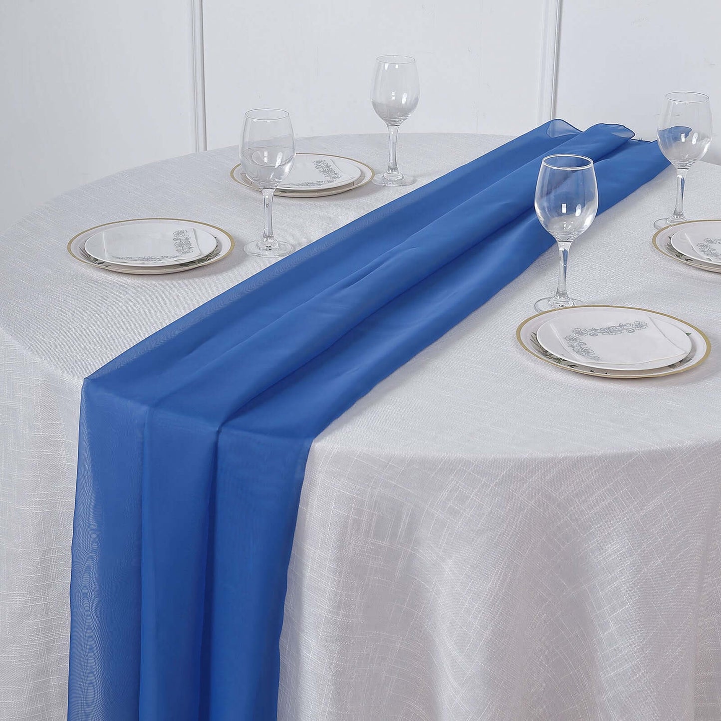 Chiffon 6ft Table Runner Royal Blue - Flowy & Lightweight Table Decor