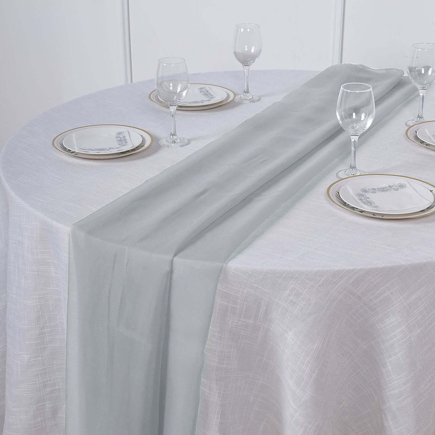 Chiffon 6ft Table Runner Silver - Flowy & Lightweight Table Decor