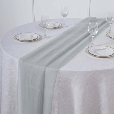 Chiffon 6ft Table Runner Silver - Flowy & Lightweight Table Decor
