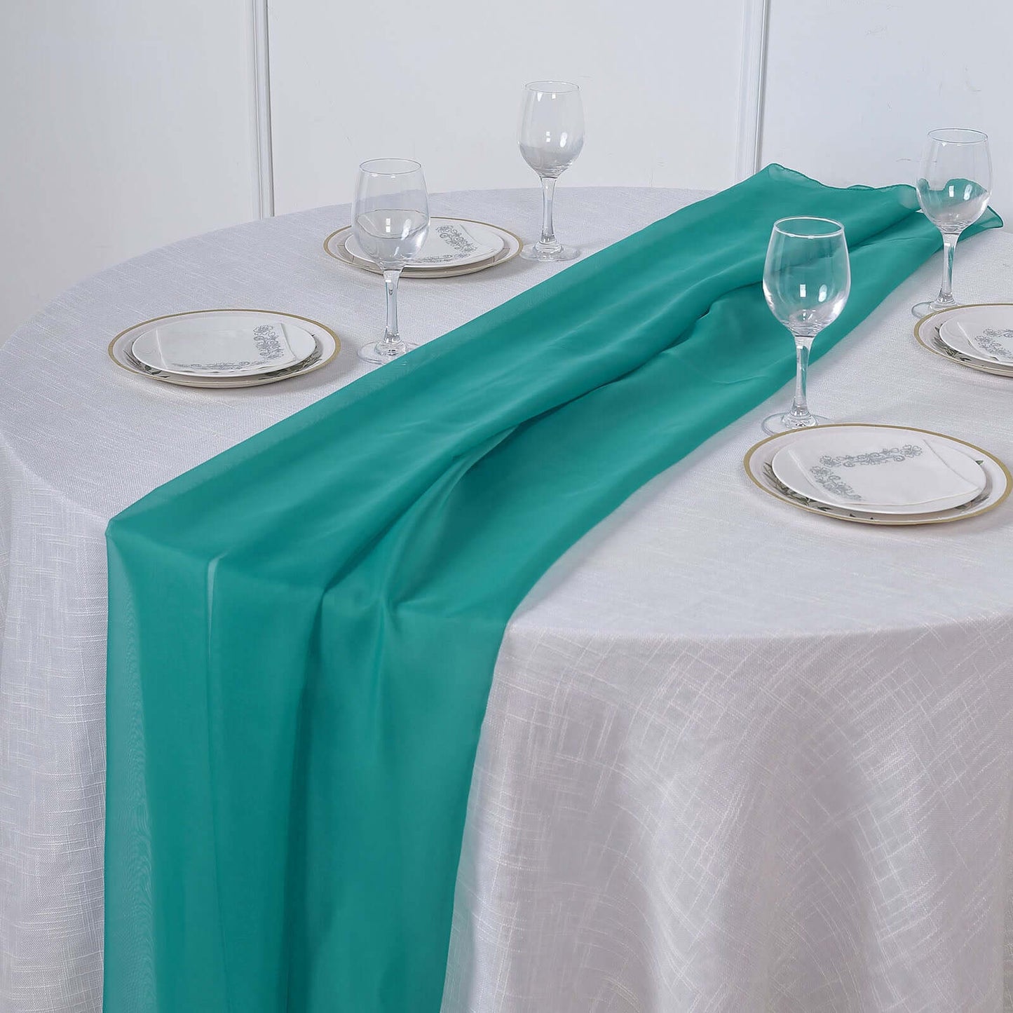 Chiffon 6ft Table Runner Turquoise - Flowy & Lightweight Table Decor