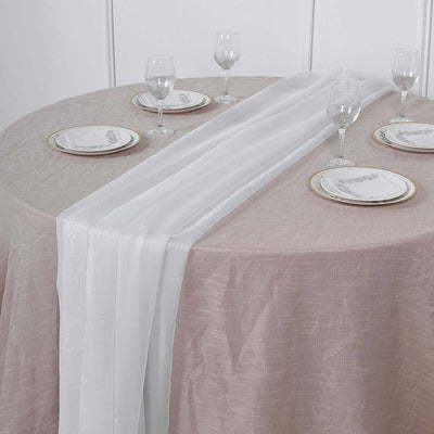 Chiffon 6ft Table Runner White - Chic Flowy & Lightweight Table Decor