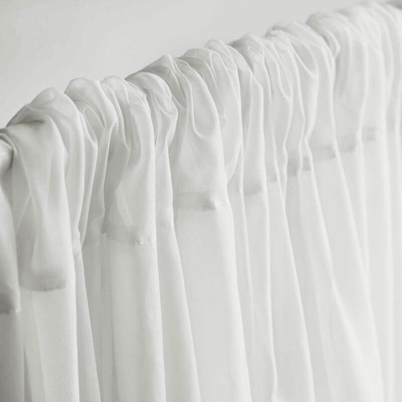 2 Pack White Sheer Chiffon Event Curtain Drapes, Durable Flame Resistant Organza Backdrop Event Panels With Rod Pockets - 10ftx10ft