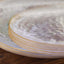 10-Pack Plastic 7" Round Dessert Appetizer Plates in Clear Hammered Design with Gold Rim - Modern Disposable Salad Plates