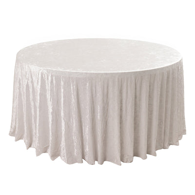 Premium Crushed Velvet 120’’ Round Tablecloth White - Reusable Soft & Stylish Seamless Table Cover - Tablecloths