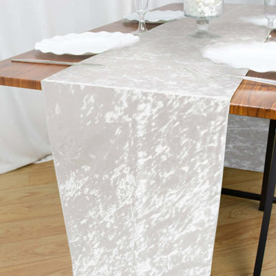 Premium Crushed Velvet 12’’x108’’ Table Runner White - Soft & Wrinkle-Resistant Table Linen for Events - Runners