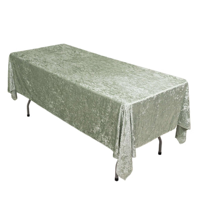 Premium Crushed Velvet 60’’x102’’ Rectangle Tablecloth Sage Green - Reusable Soft Table Cover - Tablecloths
