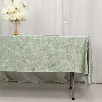Premium Crushed Velvet 60’’x102’’ Rectangle Tablecloth Sage Green - Reusable Soft Table Cover - Tablecloths