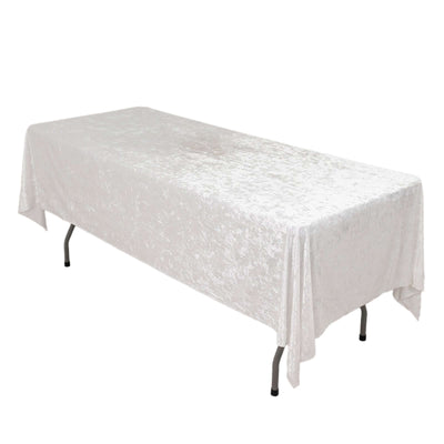 Premium Crushed Velvet 60’’x102’’ Rectangle Tablecloth White - Reusable Soft & Classy Table Cover - Tablecloths