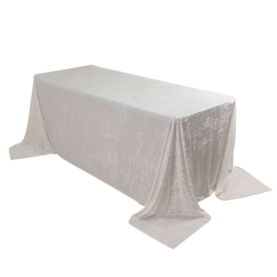 Premium Crushed Velvet 90"x132" Rectangle Tablecloth White - Reusable Soft & Graceful Seamless Table Cover