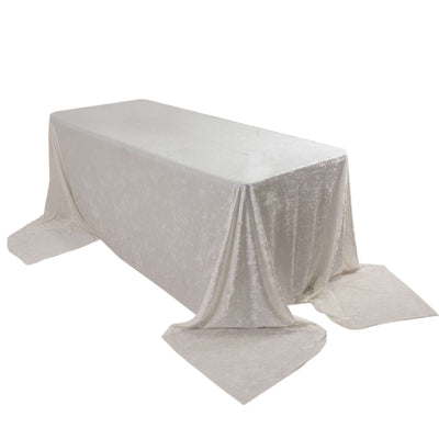 Premium Crushed Velvet 90’’x156’’ Rectangle Tablecloth White - Reusable Soft & Sophisticated Seamless Table Cover