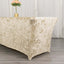 Crushed Velvet Fitted Rectangular 6ft Table Cover Beige - Wrinkle-Free Stretchy Tablecloth