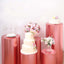 Set of 5 Metallic Rose Gold Spandex Cylinder Pedestal Stand Covers, Shiny Stretchable Pillar Prop Covers - 130 GSM