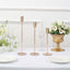 Set of 3 Taper Candle Stands Gold Metal Decorative Round Base Design - Wedding Table Accents 9", 10", 13"