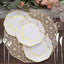 10-Pack Plastic 8" Octagon Dessert Plates in White - Modern Disposable Salad/Appetizer Plates with Gold Geometric Design for Special Occasions & Celebrations