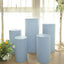 Set of 5 Dusty Blue Spandex Cylinder Pedestal Stand Covers, Stretchable Pillar Prop Covers - 160 GSM