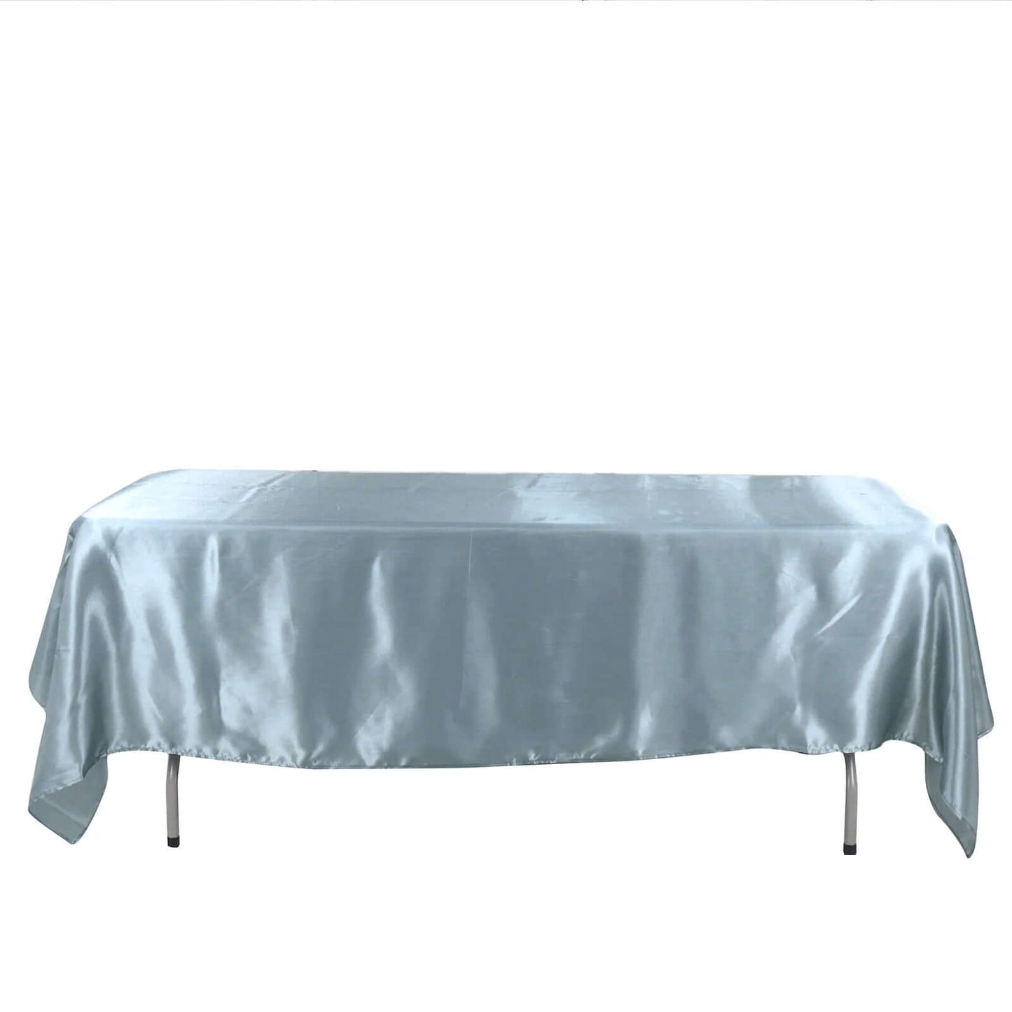 Satin Rectangular 60"x102" Tablecloth Dusty Blue - Smooth and Lustrous Table Cover