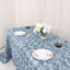 Satin 90"x132" Rectangle Tablecloth Dusty Blue - Grandiose 3D Rosette Seamless Table Cover