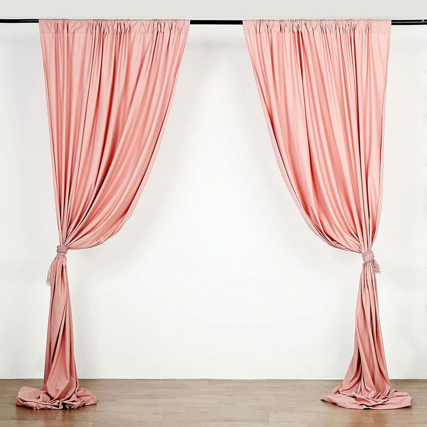 2 Pack Dusty Rose Scuba Polyester Event Curtain Drapes, Durable Flame Resistant Backdrop Event Panels Wrinkle Free with Rod Pockets - 10ftx10ft