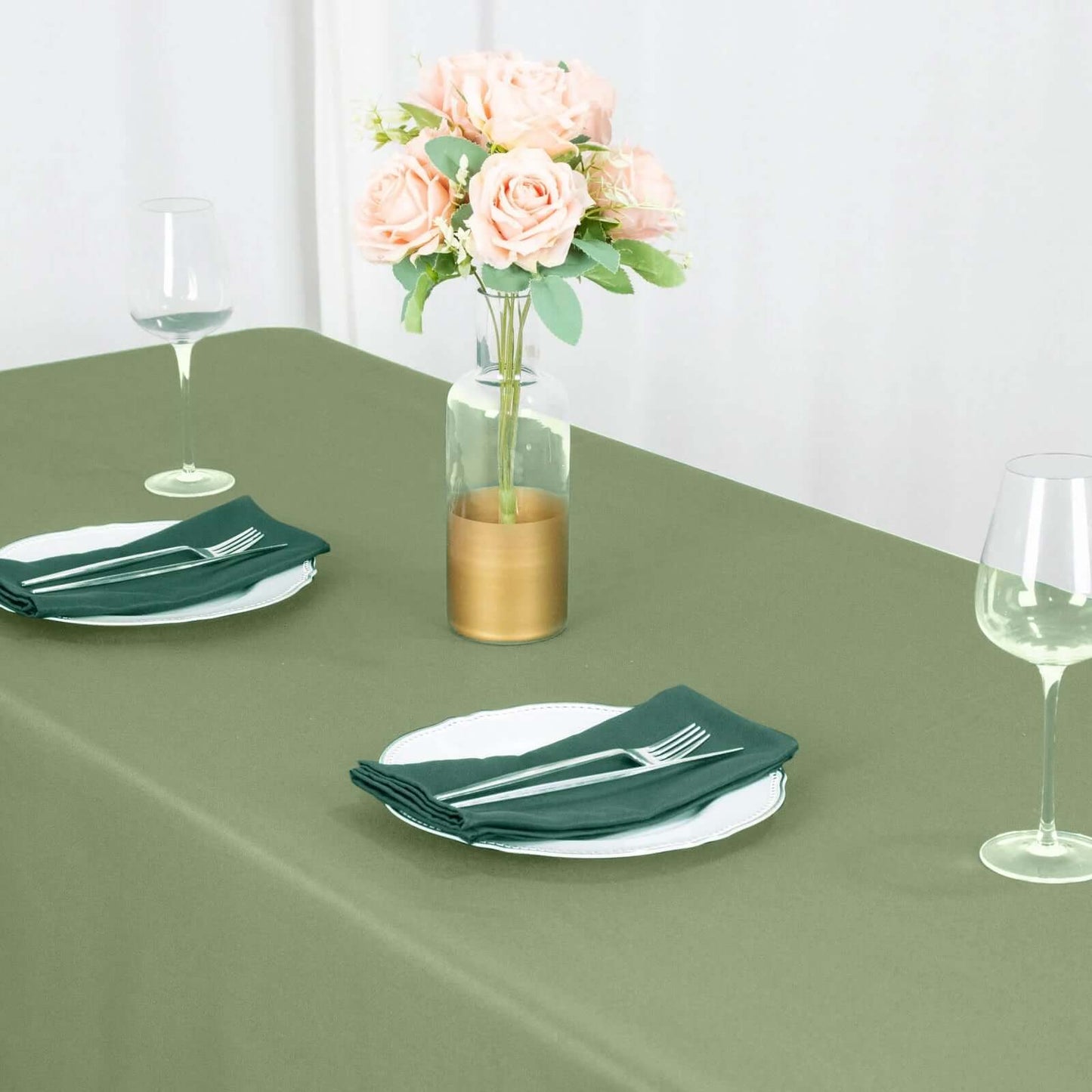Premium Polyester 90"x132" Rectangle Tablecloth Dusty Sage Green - Seamless 220GSM Stain-Resistant Table Cover