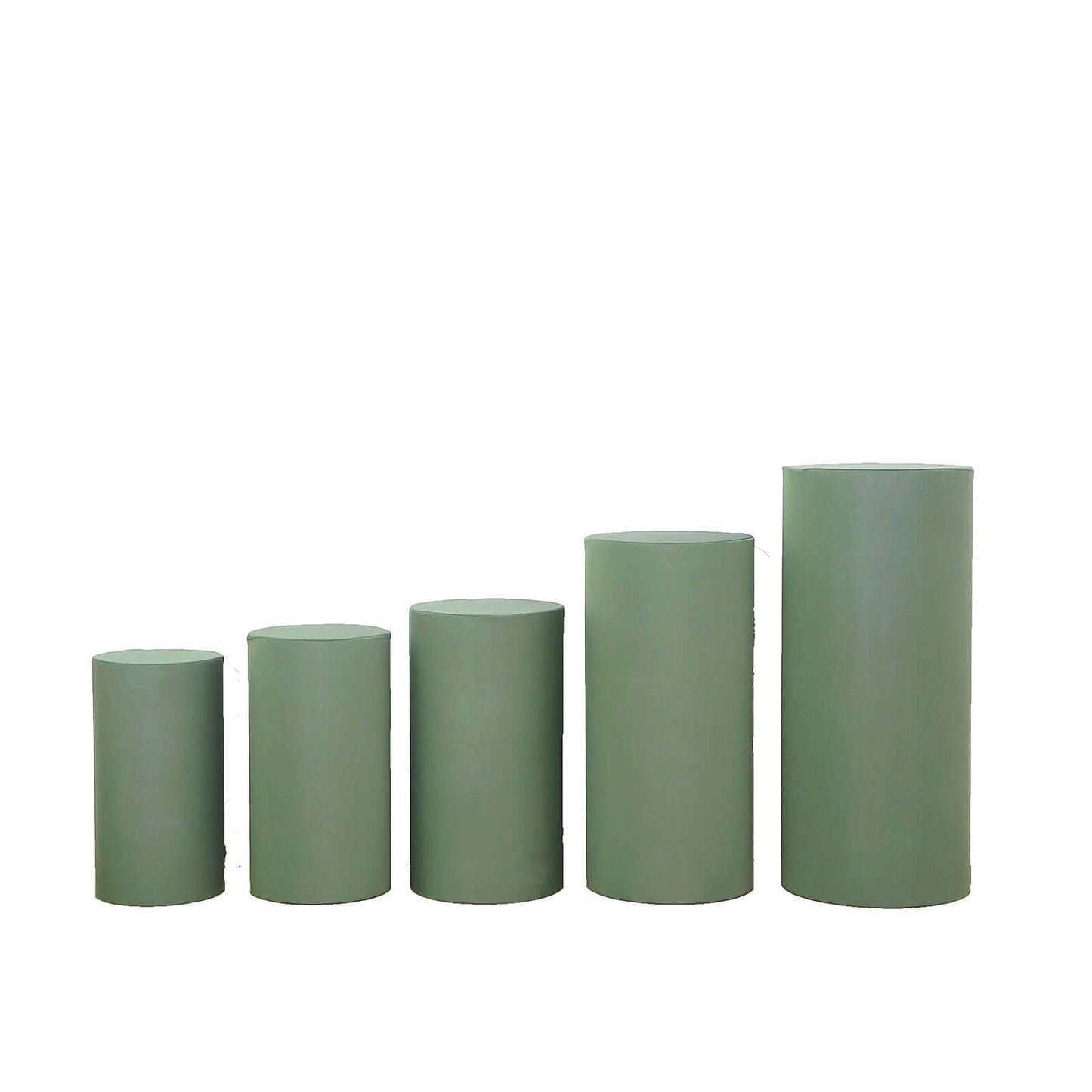 Set of 5 Dusty Sage Green Spandex Cylinder Pedestal Stand Covers, Stretchable Pillar Prop Covers - 160 GSM