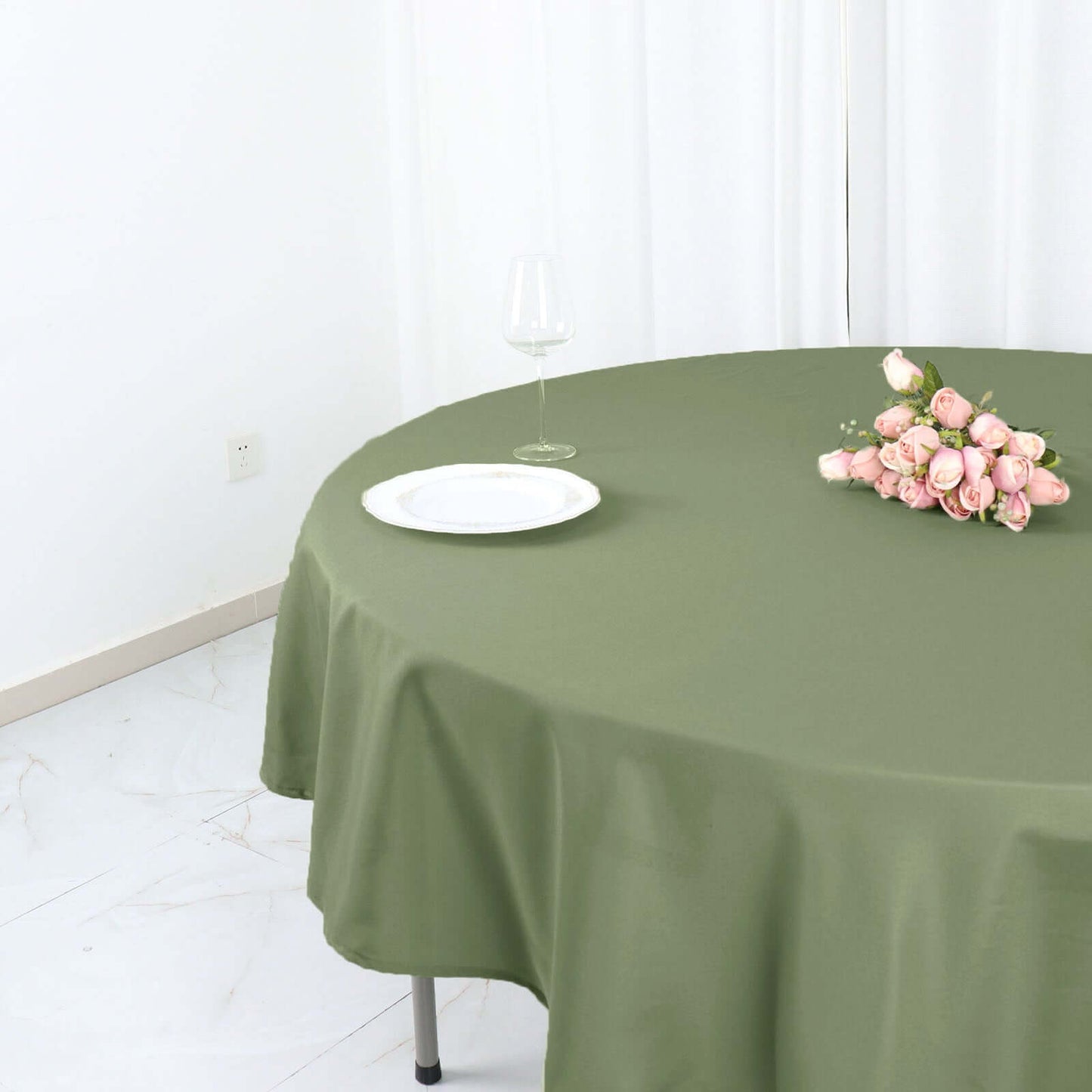 Polyester 90" Round Tablecloth Dusty Sage Green - Stain & Wrinkle-Resistant Table Cover