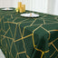Polyester 90"x156" Rectangle Tablecloth Hunter Emerald Green Seamless with Gold Foil Geometric Pattern - Wrinkle-Resistant Seamless Table Cover for Sophisticated Events