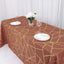 Polyester 90"x132" Rectangle Tablecloth Terracotta (Rust) with Gold Foil Geometric Pattern - Wrinkle-Resistant Seamless Table Cover