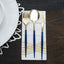 24-Pack Plastic Flatware Set in Metallic Gold with Royal Blue Handle - Heavy Duty Disposable Modern Silverware 8"