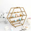 3-Tier Metal Hexagon Cupcake Stand Matte Gold - Stylish Geometric Dessert Holder Appetizer Display for Modern Weddings Dessert Buffets & Celebrations 21"