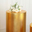 Set of 5 Metallic Gold Spandex Cylinder Pedestal Stand Covers, Shiny Stretchable Pillar Prop Covers - 130 GSM