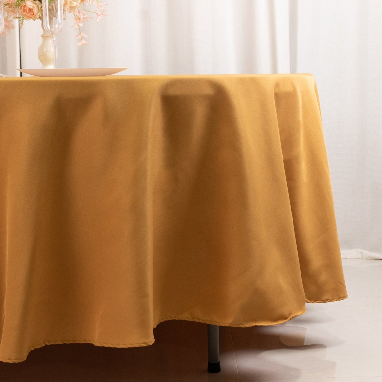Premium Polyester 108" Round Tablecloth Gold - Wrinkle-Resistant 220GSM Table Cover for Weddings & Events