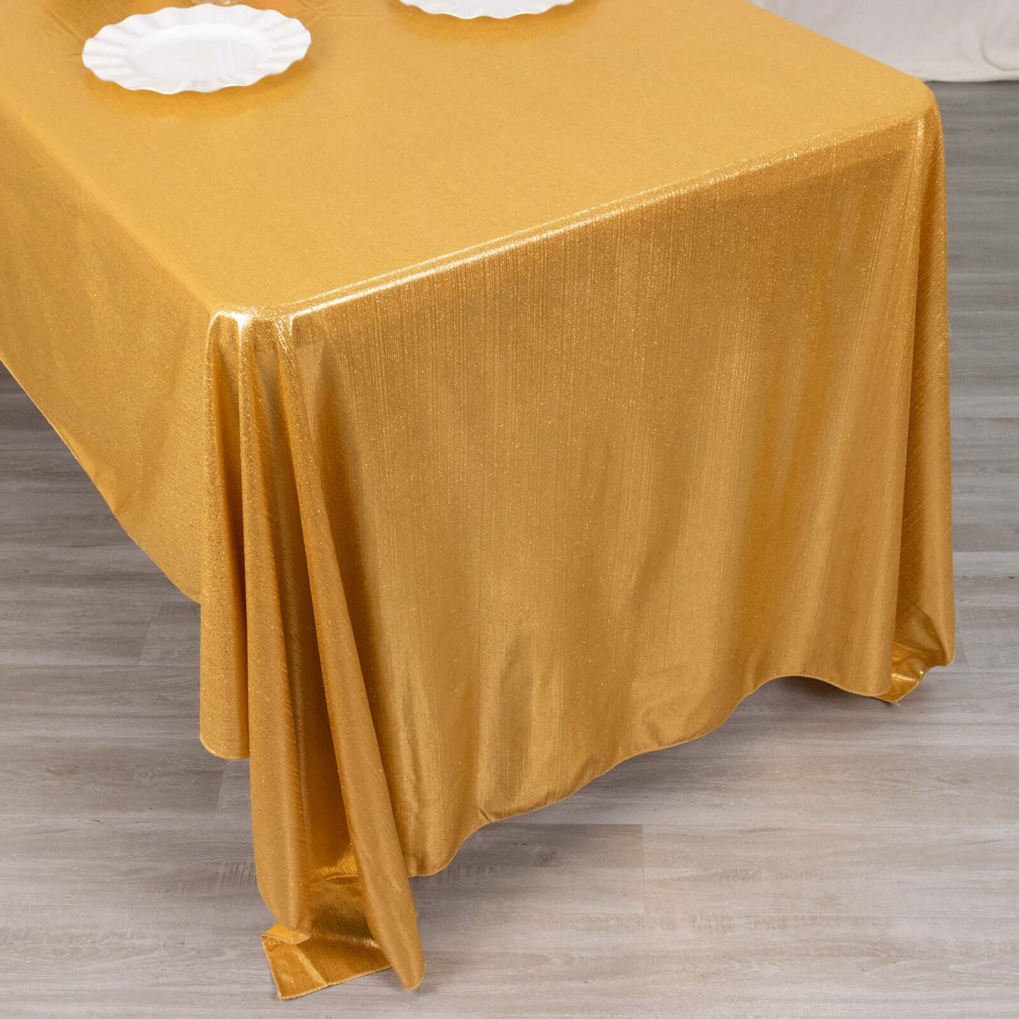 Sequin Dots Polyester 60"x126" Rectangle Tablecloth Shimmering Gold - Wrinkle Free & Sparkling Table Cover for Stylish Event Decor