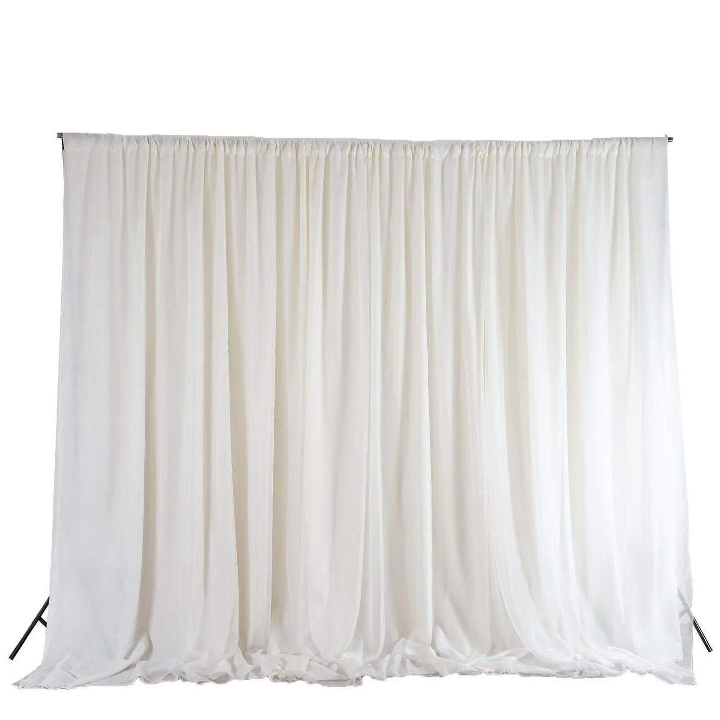 Ivory Chiffon Polyester Event Curtain Drapes, Dual Layer Divider Backdrop Event Panels with Rod Pockets - 20ftx10ft