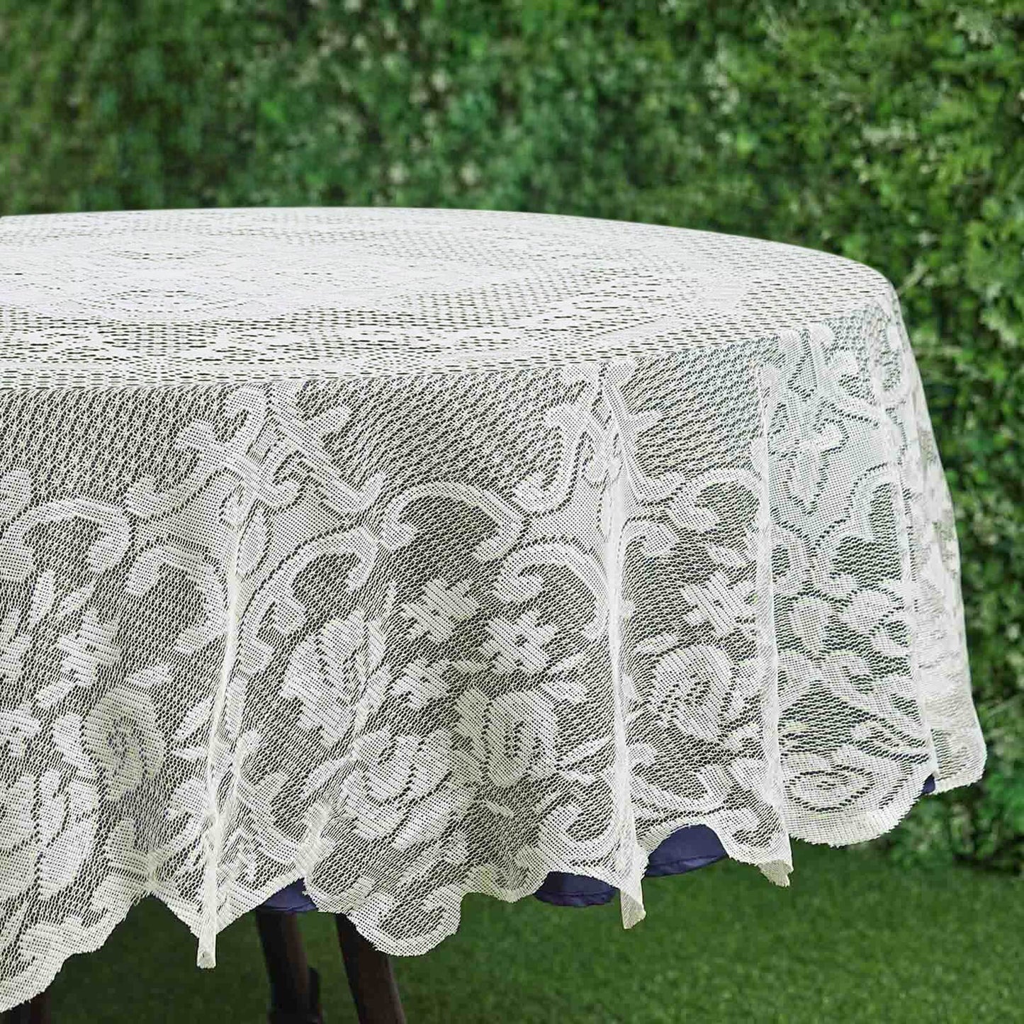 Lace 70" Round Tablecloth Ivory - Premium Design for Intimate Table Settings