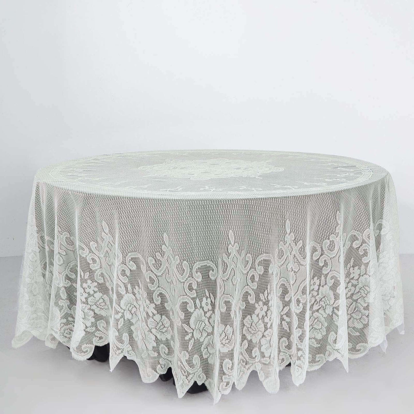 Lace 108" Round Tablecloth Ivory - Premium Design for Formal Table Settings