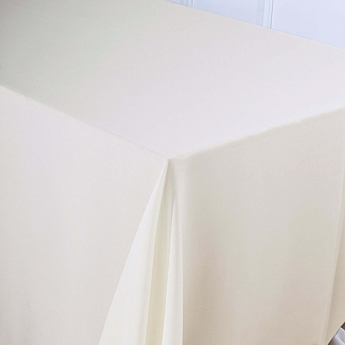 Polyester 90"x156" Rectangle Tablecloth Ivory - Rounded Corners and Seamless Table Cover
