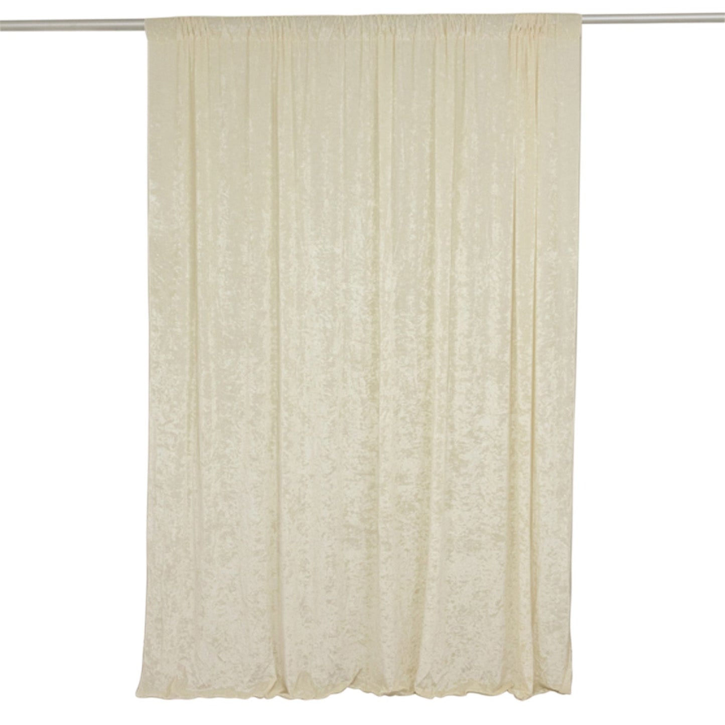 Ivory Crushed Velvet Backdrop Curtain â€“ 8ft x 8ft Event Drape with Rod Pocket, Privacy Panel for Photo Booths & Events