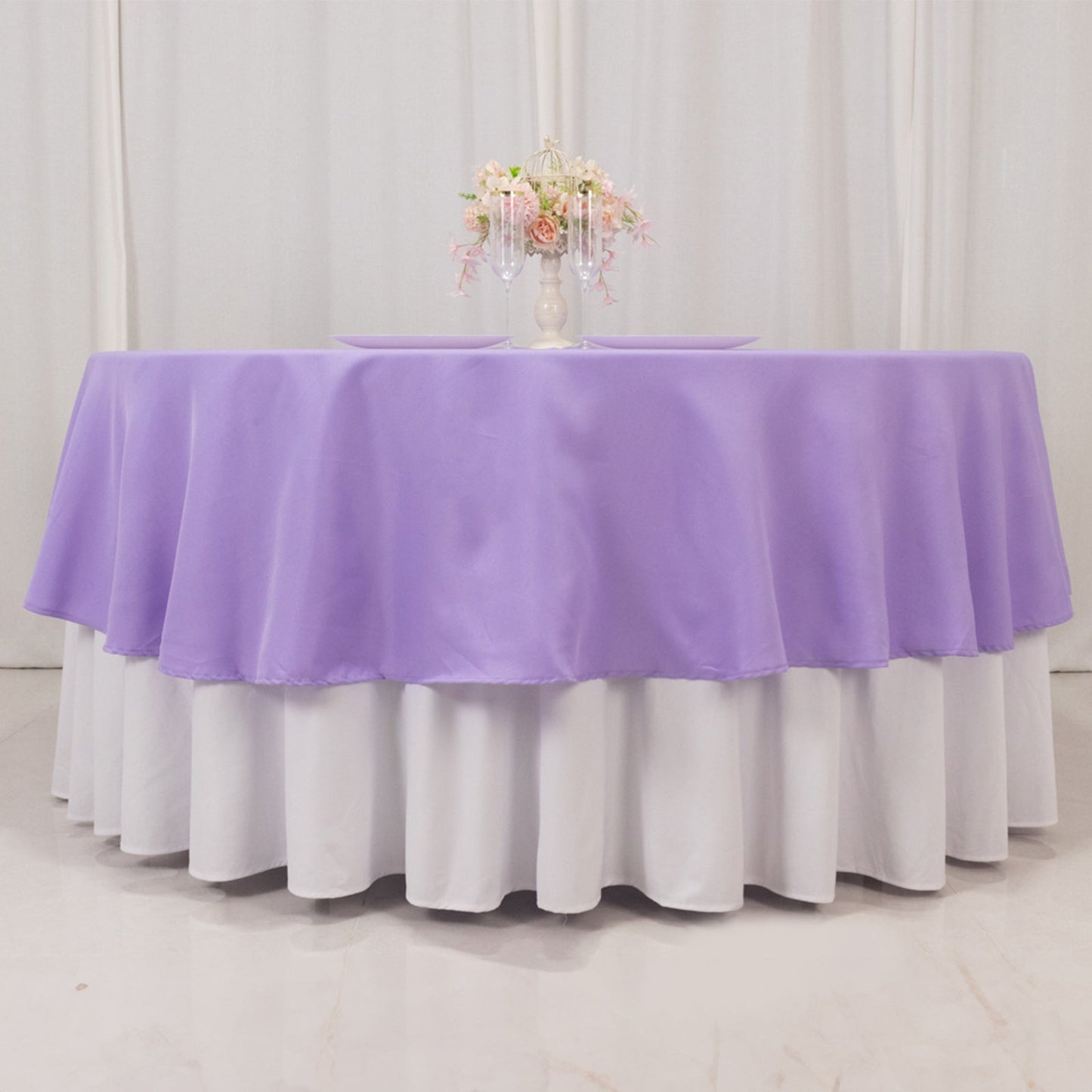 Premium Polyester 90" Round Tablecloth Lavender Lilac - Stain and Wrinkle-Resistant Design with 220GSM Thickness Table Cover