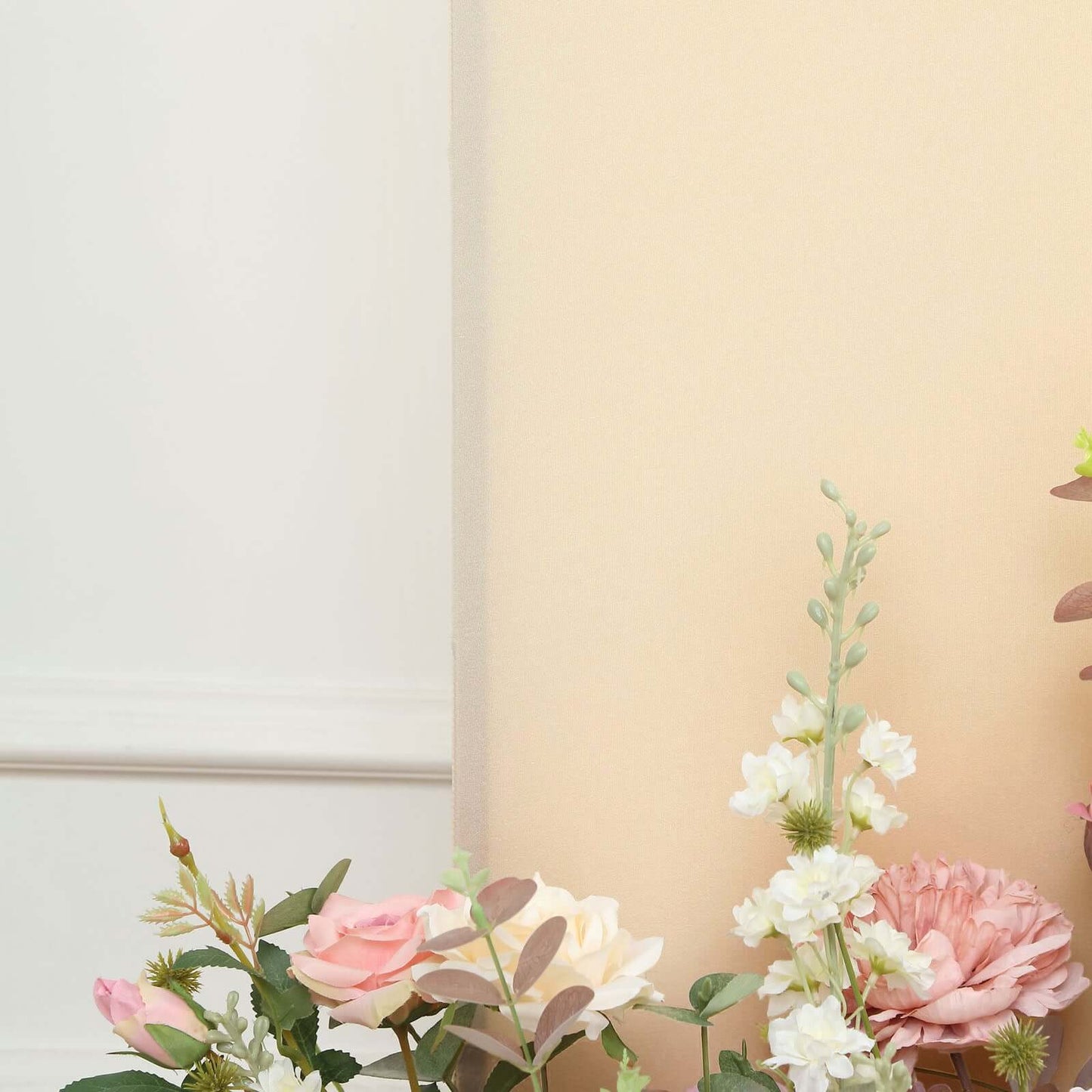 Set of 4 Matte Beige Spandex Half Moon Chiara Backdrop Stand Covers, Custom Fitted Wedding Arch Covers - 2.5ft,5ft,6ft,7ft