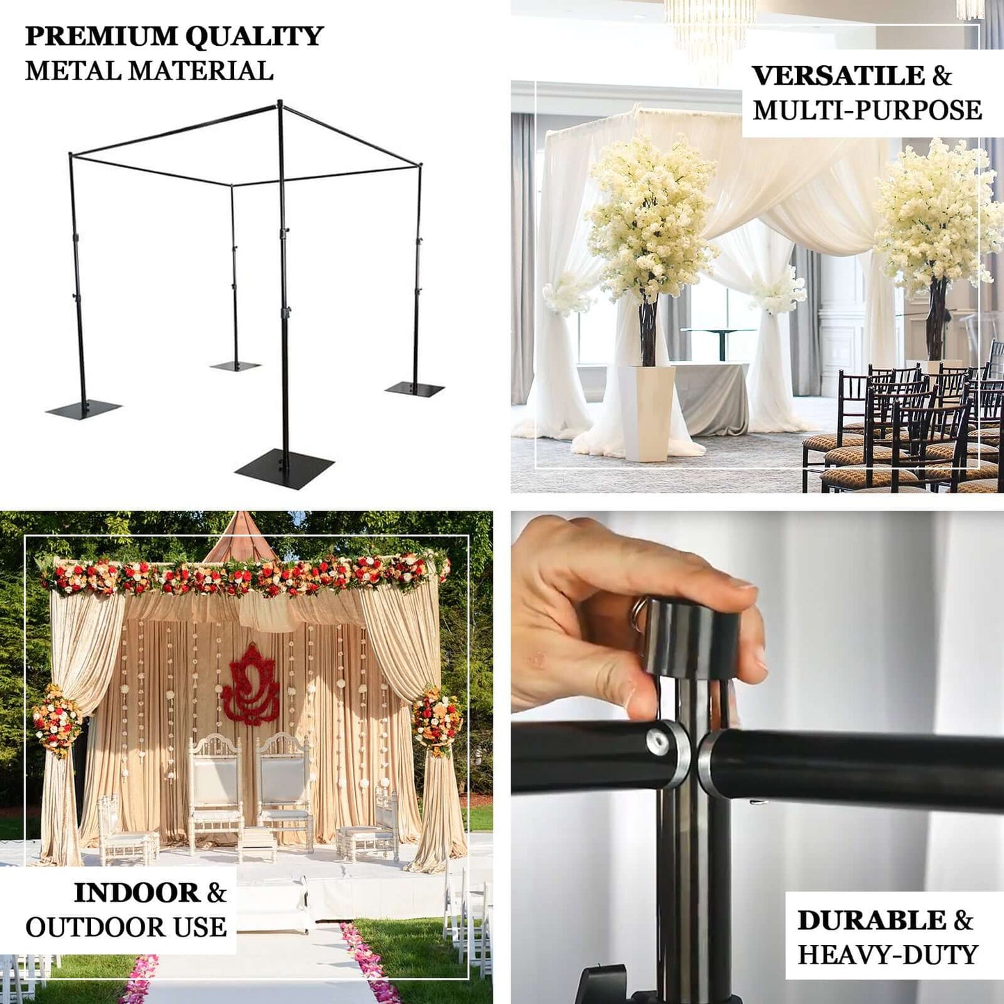 10ft 4-Post DIY Photography Backdrop Stand, Wedding Arch Canopy Tent
