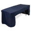 Fitted Polyester 96"x30" Rectangle Tablecloth Navy Blue with Open Back Design - Easy to Maintain and Wrinkle-Resistant Table Cover for Trade Shows & Displays