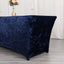 Crushed Velvet Fitted Rectangular 6ft Table Cover Navy Blue - Wrinkle-Free Stretchy Tablecloth