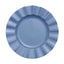 10-Pack Plastic 11" Round Dinner Plates in Ocean Blue Ruffled Rim with Gold Edging - Sturdy Disposable Dinnerware