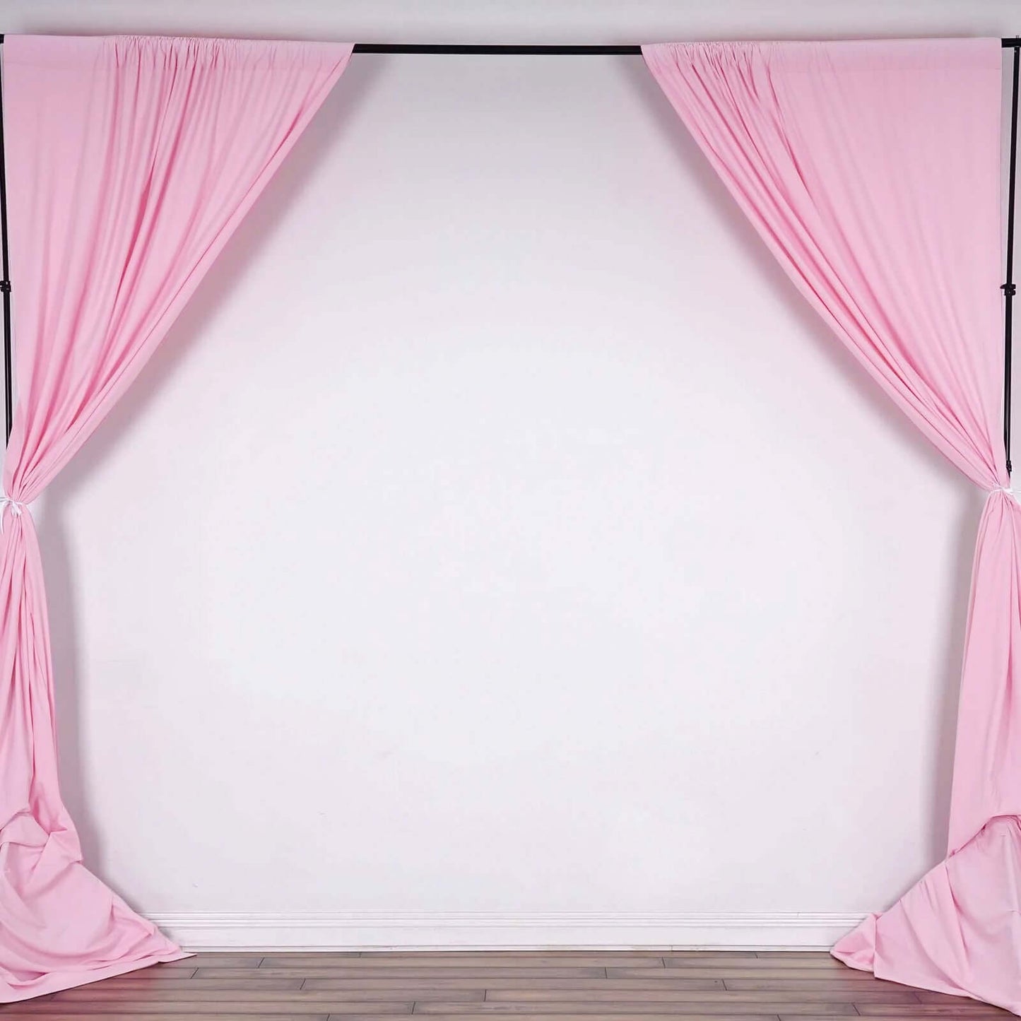 2 Pack Pink Scuba Polyester Event Curtain Drapes, Durable Flame Resistant Backdrop Event Panels Wrinkle Free with Rod Pockets - 10ftx10ft